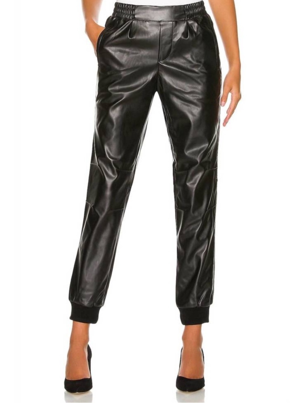 ATM Faux Leather Jogger Pants in Black Sz XS